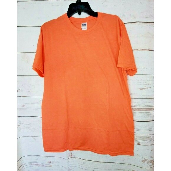 Gildan Softstyle Large Kids Peach T-Shirt | 65% Poly 35% Cotton Ring Spun - Picture 2 of 9